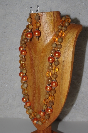 +MBAMG #100-0226  "Orange Bead Necklace & Earring Set"