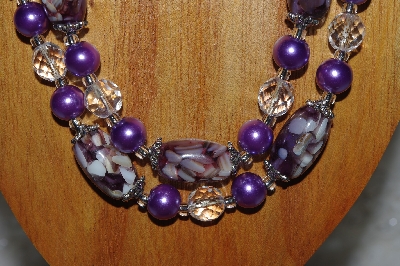 +MBAMG #100-0313  "Purple & Clear Bead Necklace & Earring Set"