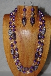 +MBAMG #100-0313  "Purple & Clear Bead Necklace & Earring Set"