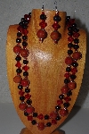 +MBAMG #100-0349  "Red & Black Bead Necklace & Earring Set"
