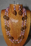 +MBAMG #100-0328  "Pink & Brown Bead Necklace & Earring Set"