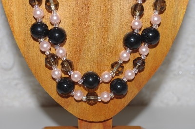 +MBAHB #033-0080  "Black Porcelain & Mixed Bead Necklace & Earring Set"
