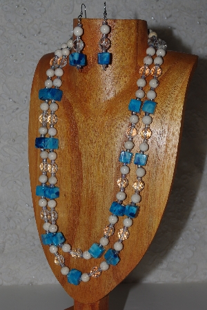 +MBAHB #033-0071  "Crazy Lace Agate & Mixed Bead Necklace & Earring Set"