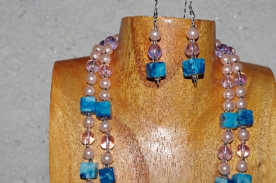 +MBAHB #033-0060  "Crazy Lace Agate & Mixed Bead Necklace & Earring Set"