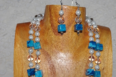 +MBAHB #033-0050  "Crazy Lace Agate & Mixed Bead Necklace & Earring Set"