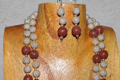 +MBAHB #033-0046  "Sesame Jasper & Mixed Bead Necklace & Earring Set"