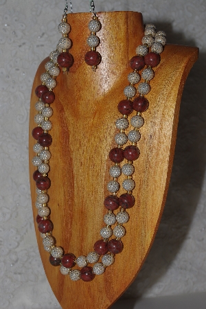 +MBAHB #033-0046  "Sesame Jasper & Mixed Bead Necklace & Earring Set"