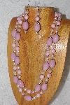 +MBAHB #033-0024  "Pink Porcelain & Mixed Bead Necklace & Earring Set"