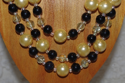 +MBAHB #033-0157  "Golden Shell Pearl & Mixed Bead Necklace & Earring Set"