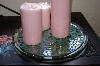 +MBA #3-043  "Set Of 2 Green Stained Glass Candle Plates