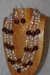 +MBAHB #033-0134  "Brown Porcelain & Mixed Bead Necklace & Earring Set"