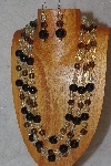 +MBAHB #033-0129  "Black Porcelain & Mixed Bead Necklace & Earring Set"