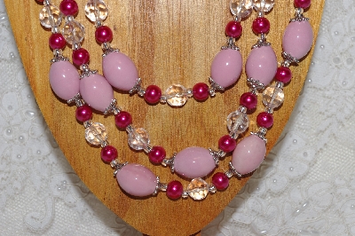 +MBAHB #033-0113  "Pink Porcelain & Mixed Bead Necklace & Earring Set"
