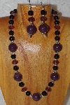 +MBAHB #033-300  "Purple Porcelain & Mixed Bead Necklace & Earring Set"