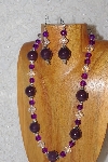+MBAHB #033-295  "Purple Porcelain & Mixed Bead Necklace & Earring Set"
