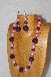 +MBAHB #033-289  "Purple Porcelain & Mixed Bead Necklace & Earring Set"