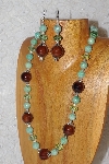 +MBAHB #033-264  "Brown Porcelain & Mixed Bead Necklace & Earring Set"