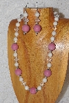 +MBAHB #033-245  "Pink Porcelain & Mixed Bead Necklace & Earring Set"