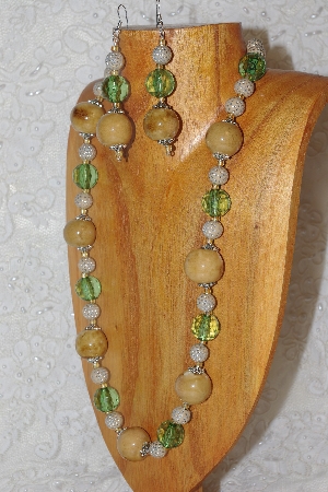 +MBAHB #033-204  "Honey Porcelain & Mixed Bead Necklace & Earring Set"