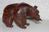 +MBANG #524-0229  "Fancy Hard Carved Rose Wood Bear W/Fish"