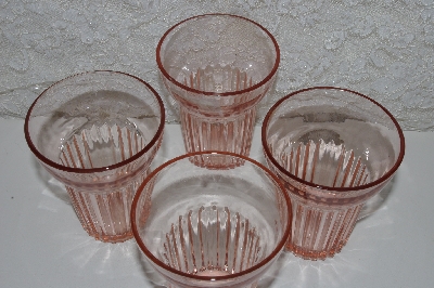 +MBA #524-0048  "Vintage Set Of 4 Queen Mary Pink Glass's"