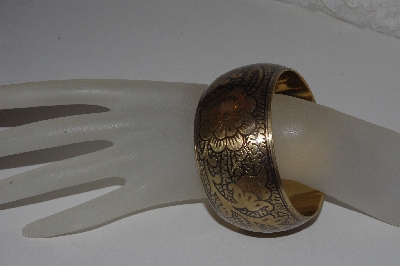 +MBAMG #S99-0073  "Solid Brass Etched Bangle Bracelet"
