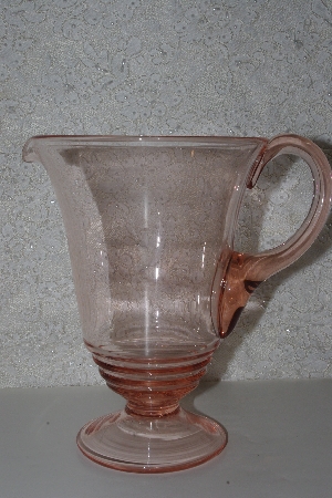 +MBAMG #108-0103  "Vintage Fancy Pink Glass Pitcher"