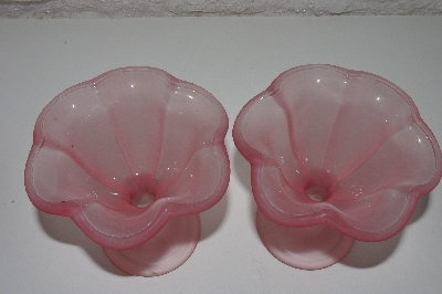 +MBAMG #108-0031  "Set Of 2 Satin Pink Glass Stemed Dishes"