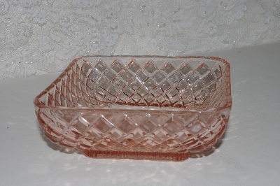 +MBAMG #108-0097  "Vintage Fancy Cut Square Pink Glass Dish"