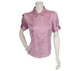 +MBACF #598-0082  "Dialogue Stretch Silk Satin Polka Dot Blouse