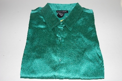 +MBACF #598-0082  "Dialogue Stretch Silk Satin Polka Dot Blouse