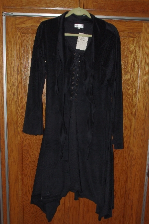 +MBACF #598-0045   " Black Velvet  Cross-Laced Bodice Long Coat"