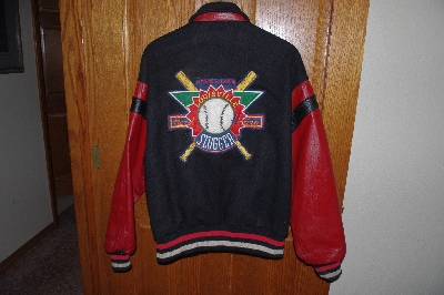 +MBACF #589-0013  "Red & Black Louisville Slugger Baseball Jacket"
