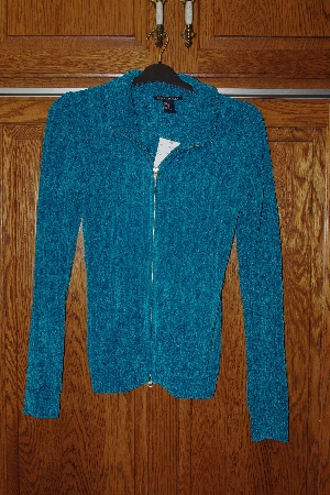 +MBACF #598-0040  "Blue Chanille Zip Front Cardigan"