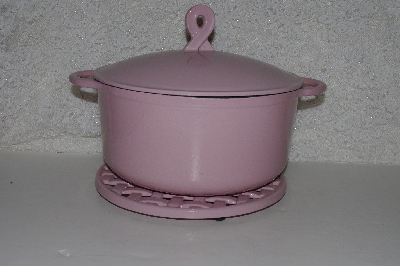 +MBAAF #0013- 0129  "2006 Pink Technique  Porcelain Cast Iron Dutch Oven"