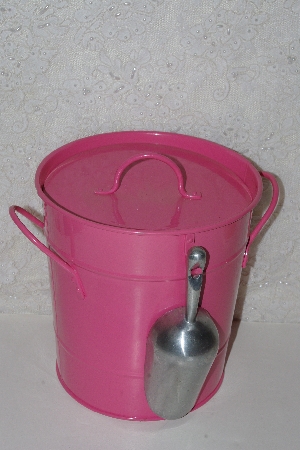 +MBAAF #0013-0143  "Pink Metal Ice Bucket With Scoop & Liner"