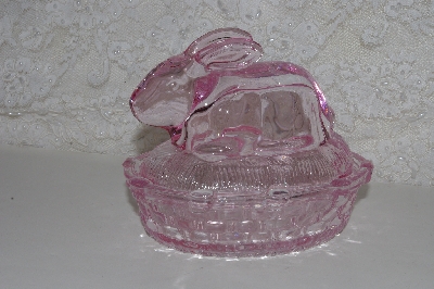 +MBAAF #0013-0152  "Light Pink Glass Bunny  Candy Dish"