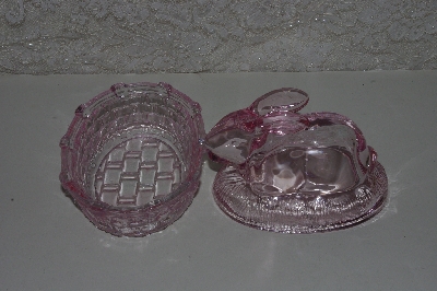 +MBAAF #0013-0152  "Light Pink Glass Bunny  Candy Dish"