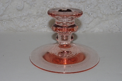 +MBAAF #0013-0160  "Vintage Pink Glass Candle Stick Holder"