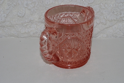 +MBAAF #0013-0074  "Vintage Fancy Cut Pink Glass Sugar Bowl"