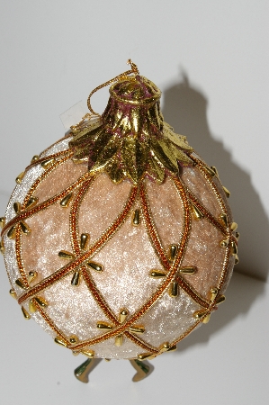 +MBA #S29-253  "1980's Set Of 6 Large Fancy Velvet Pineapple Shaped Ornaments"
