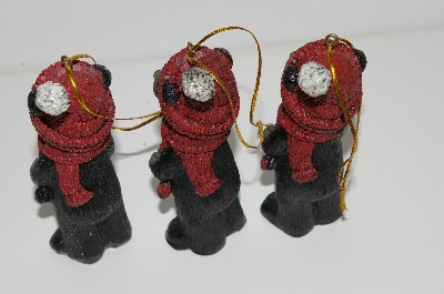+MBA #S29-124 "Set Of 6 Black Bears With Wreaths Ornaments"