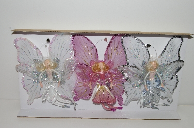 +MBA #S30-265  " 2003 Set Of 6 Posable 7" Butterfly Fairy Ornaments"