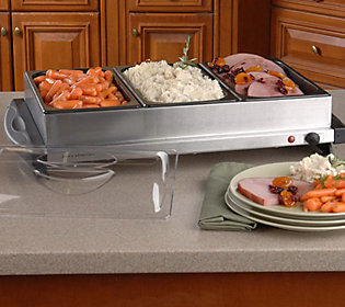 +MBA #K5671  "2006 Cook's Essentials Stainless Steel 3-Section Non-Stick Buffet Server