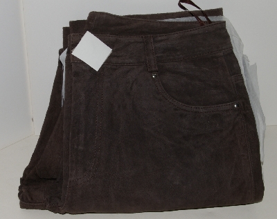 +MBAJ #502-0108  "Jeanology Dark Brown Suede 5 Pocket Jeans"