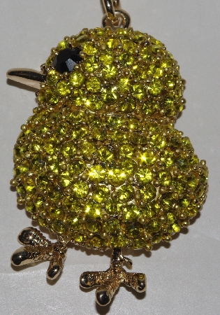 +MBAM #421-0029  "Yellow & Black Chrystal Chick Purse Charm/Key Ring"
