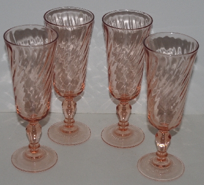 +MBAM #421-0052 "Set Of 4 Made In France Pink Wine Glass's"