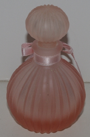 +MBAM #421-0069  "Small Enesco Pink Frosted Glass Perfume Bottle With Glass Stopper"