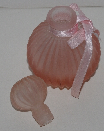 +MBAM #421-0069  "Small Enesco Pink Frosted Glass Perfume Bottle With Glass Stopper"