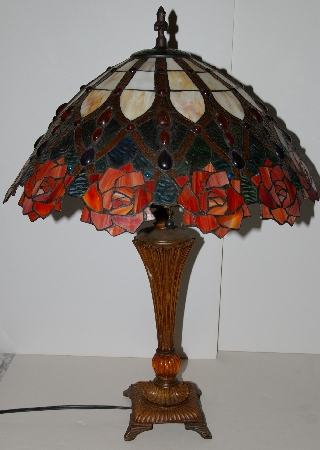 Lamps #0038  "2002 Tiffany Style Rose Table Lamp"
